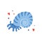 Vector handdrawn cute illustration of Nautilus or mollusc in shell on white background with hearts and stars. Concept for kids