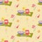 Vector handdrawn pattern of summer picnic with lemonade, jam, berries and homemade ice cream.