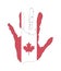 Vector handprint in the form of the flag of Canada. red and white color of the flag