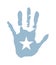Vector handprint in the form of the flag of Somalia. blue, white color of the flag star