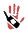 Vector handprint in the form of the flag of Trinidad and Tobago. red, white, black color of the flag