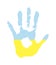 Vector handprint in the form of the flag of Ukraine. blue and yellow color of the flag