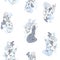 Vector Hands with Chamomile Drawings with Organic Water Shapes seamless pattern background. Perfect for fabric