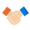 Vector handshake symbol for business and finance. Icon of partnership, successful. Gesture of hands.