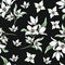 Vector handwork illustration. Drawing of blooming white jasmine with green leaves. Seamless pattern with jasmines for textiles