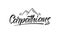Vector Handwritten calligraphy lettering of Carpathians. Mountains badge with peaks and trees