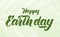 Vector Handwritten lettering of Happy Earth Day on leaf texture background