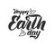 Vector handwritten lettering of happy earth day on white background