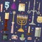 Vector hanukkah menorah candles candlelight flame decorative wax candlestick set cartoon christmas or jewish hanukah