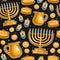 Vector Hanukkah seamless pattern