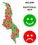 Vector Happiness Malawi Map Mosaic of Smileys