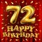 Vector happy birthday 72th celebration gold balloons and golden confetti glitters. 3d Illustration design for your greeting card,