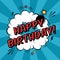 Vector Happy Birthday greeting card in comic book style