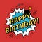 Vector Happy Birthday greeting card in comic book style