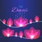 Vector happy diwali festival card. Illustration with lotus light garlands.