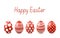 Vector Happy Easter greeting card with realistic eggs isolated.