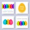 Vector happy easter square cards with eggs