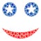 Vector Happy Smile Mosaic of Stars in American Democratic Colors