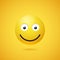 Vector happy smiling emoticon with opened eyes