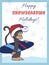 Vector Happy Snowboarding Holidays Snowboarder