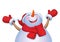 Vector happy snowman cartoon isolated.