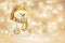 Vector of happy snowman on golden background.