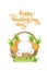 Vector Happy thanksgiving day autumn text and basket with carrots and white bunny bottom for thanksgiving dinner invitation,