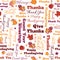 Vector Happy Thanksgiving Text Seamless Pattern
