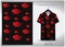 Vector hawaiian shirt background image.Red clouds on black background pattern design