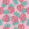 Vector Hawaiian tropical summer seamless pattern with leaves
