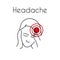 Vector Headache Linear Icon of Young Asian Woman