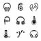 Vector Headphone icon set