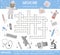 Vector health care crossword puzzle. Medicine quiz for children. Educational holiday activity with cute medical equipment and