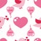 Vector heart, brid, baloon seamless pattern