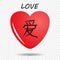 Vector heart with Chinese letter calligraphy hieroglyph love, on isolated transparent background. Element for your design.