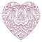 Vector heart for coloring with valentines decorative elements.