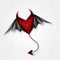 Vector heart demon with wings. EPS 10