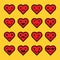 Vector heart emoticon set for Valentines Day, Funny red face with expressions and emotions, icon heart template, with various