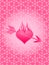 Vector heart in flames with arrow. Pink vector heart reflection and pattern illustration for love, valentine and wedding.