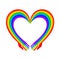 Vector Heart Icon. Hands-heart-rainbow. Heart frame. Vector illustration on the positive.