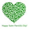 Vector heart made of small shamrocks