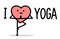 Vector heart shape cartoon character with i love yoga poses concept