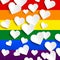 Vector hearts illustration on rainbow background, LGBT love celebration