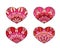 Vector Hearts set. Decorative mandala ornament. Intricate valentines collection