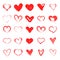 Vector hearts set. Hand drawn. Set of heart icons, hand drawn icons and illustrations for valentines and weddings isolated on