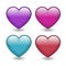 Vector hearts. The upper two are glossy and have 3d effects. The other two have blending colors and shapes.