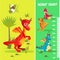 Vector height chart, wall meter baby dinosaurs