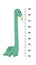 Vector height wall chart decorated with cartoon dinosaur - brontosaurus, or diplodocus with tall neck and numbers. Illustration in