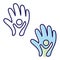 Vector helping hand icon symbol with abstract hand and people in flat style