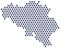 Vector hexagon pixel map of Belgium